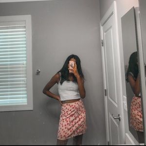 Shein pink and red flower skirt